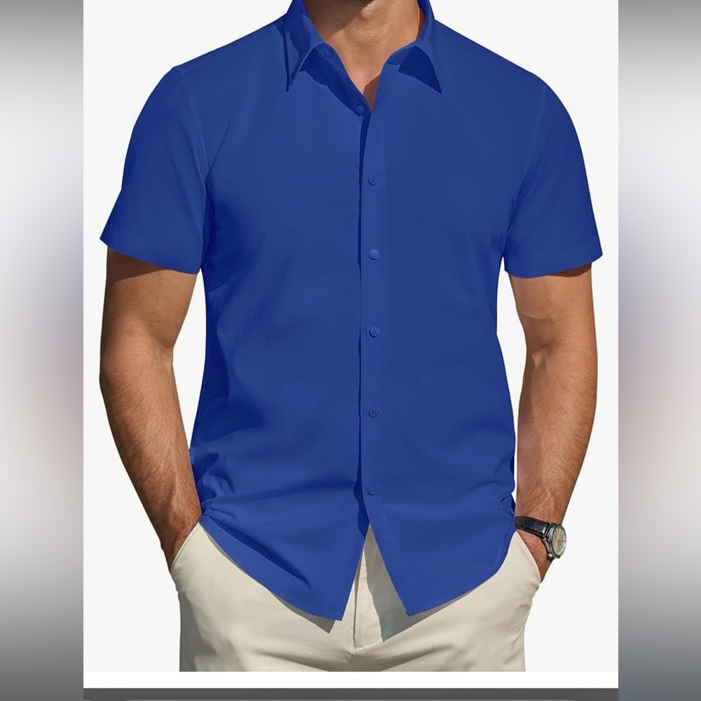 Blue collar short sleeve shirt L